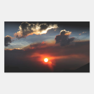 vacker rökig solnedgångsfoto rektangulärt klistermärke
