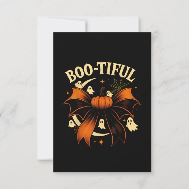 Vacker Rolig Halloween Coquette Pil Pumpa  Inbjudningar (Baksida)