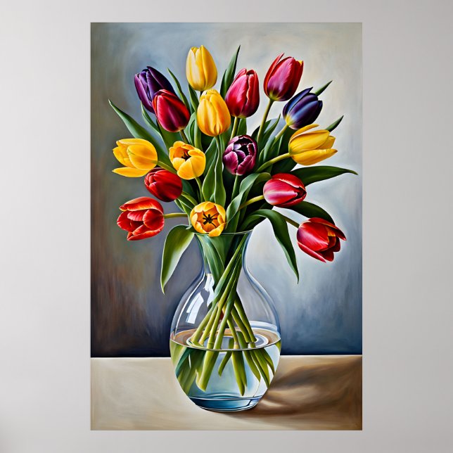 Vacker Romantic Tulip Cascade Poster (Framsidan)