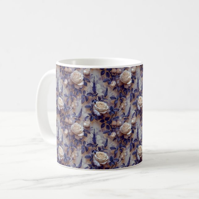 Vacker Romantisk Vår Lila Feminint Lavendel Kaffemugg (Framsida vänster)