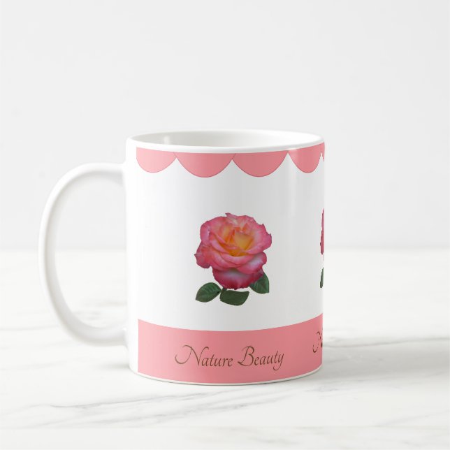 Vacker ros blomma kaffemugg (Vänster)