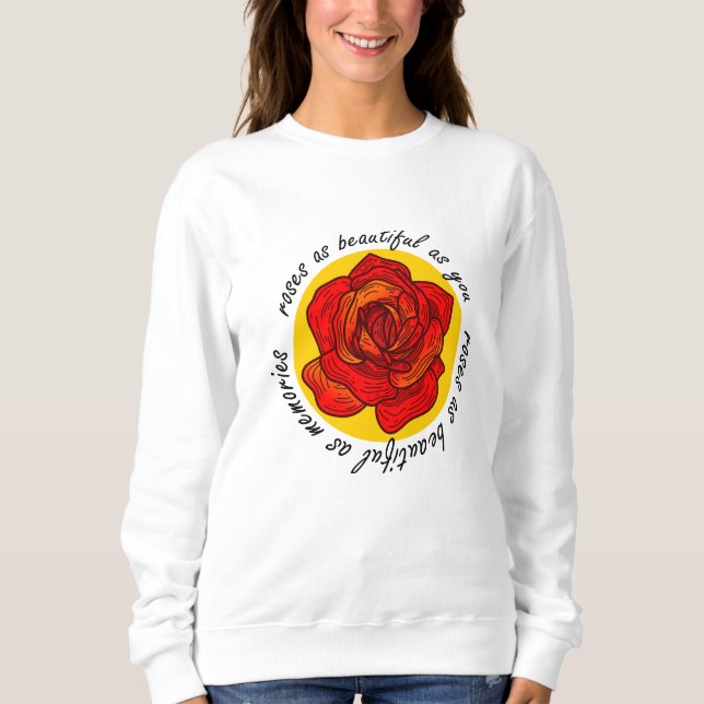 Vacker Ros Typografi Konst hoodie T Shirt (Framsida)