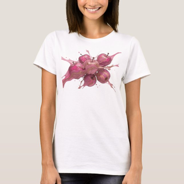 Vacker rosa abstrakt Apple-designergrafik T Shirt (Framsida)