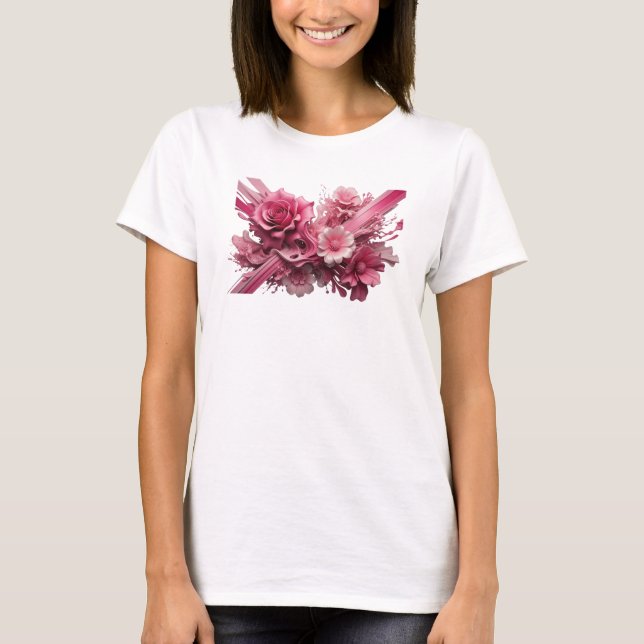 Vacker rosa ABSTRAKT KONST Design T Shirt (Framsida)