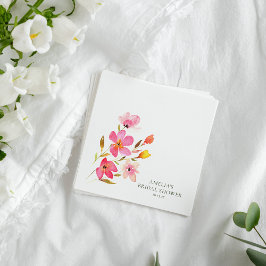 Vacker Rosa Akvarell Blommig Bröllopsfest Pappersservett