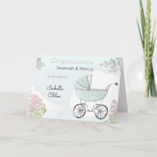 Vacker Rosa Aqua Födelsedagsgratulationer Ny Bebis Kort