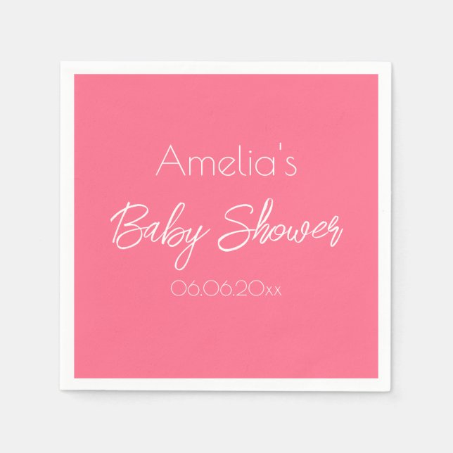 Vacker rosa Baby Shower Personlig Pappersservett (Framsidan)