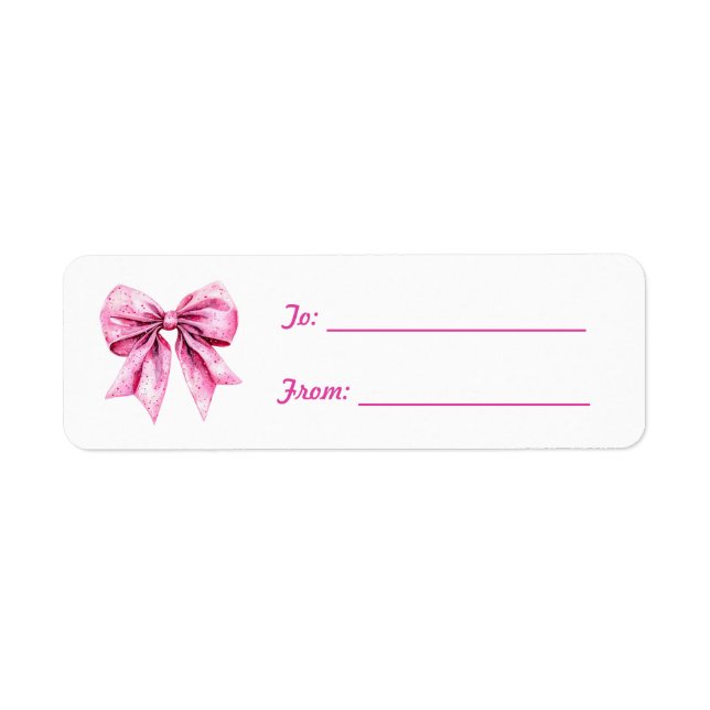 Vacker Rosa Båge Ornament Jul Returadress Etikett (Framsidan)