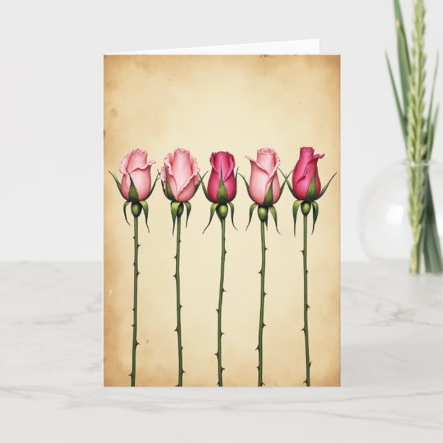 Vacker rosa blomkort kort (Framsida)