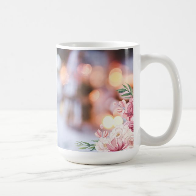 Vacker rosa blomkrukig kaffemugg (Höger)