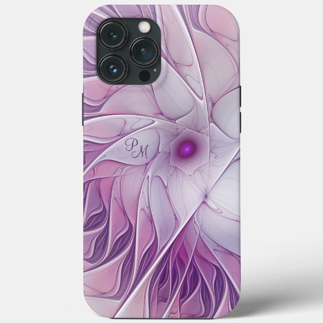 Vacker rosa blomma Abstrakt Fraktal initialer (Baksida)