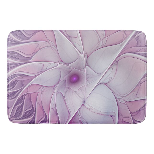 Vacker rosa blomma modern abstrakt fraktal konst badrumsmatta (Framsidan)