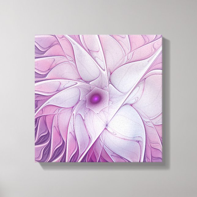 Vacker rosa blomma modern abstrakt fraktal konst canvastryck (Framsida)