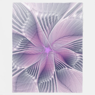 Vacker rosa blomma modern abstrakt fraktal konst fleecefilt