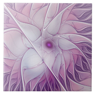Vacker rosa blomma Modern abstrakt fraktal konst Kakelplatta