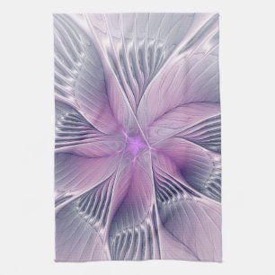 Vacker rosa blomma modern abstrakt fraktal konst kökshandduk