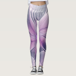 Vacker rosa blomma modern abstrakt fraktal konst leggings