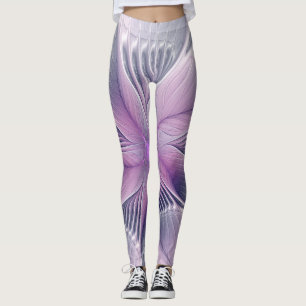 Vacker rosa blomma modern abstrakt fraktal konst leggings