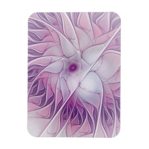Vacker rosa blomma modern abstrakt fraktal konst magnet