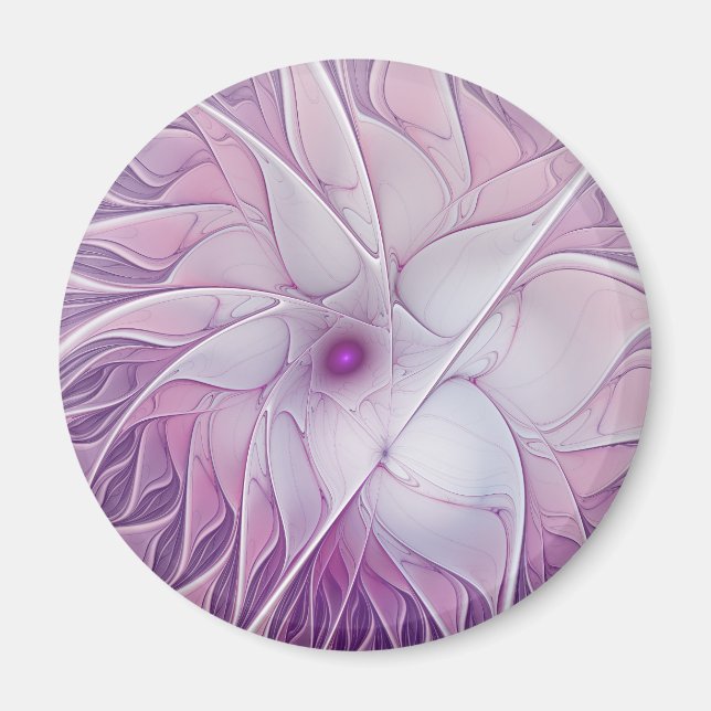 Vacker rosa blomma Modern abstrakt fraktal konst Magnet (Framsidan)
