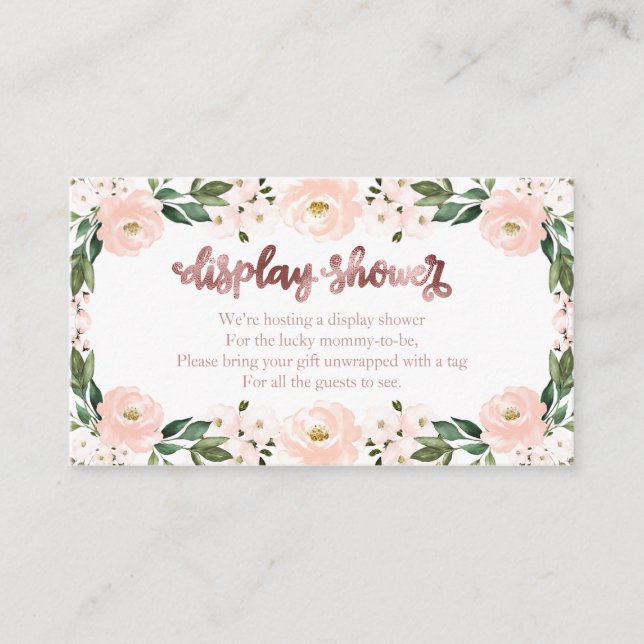 Vacker Rosa Blommig Bebis Shower Display Shower In Tilläggskort (Framsida)