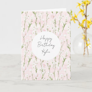 Vacker Rosa Blommig Födelsedag Kort