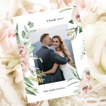 Vacker Rosa Blommig Foto BröllopsKort