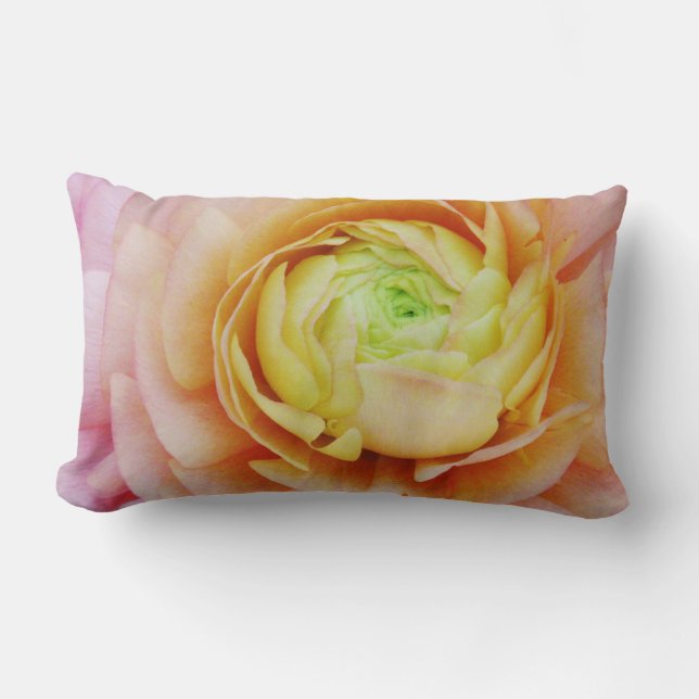 Vacker Rosa Blommig Kudde (Framsida)