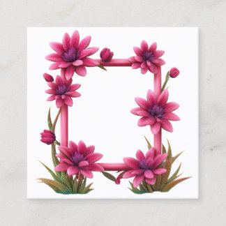 Vacker rosa blommig ram fyrkantigt visitkort