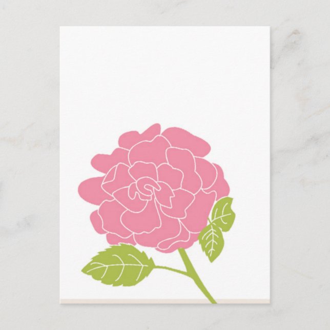 Vacker Rosa Blommig Vykort (Framsida)