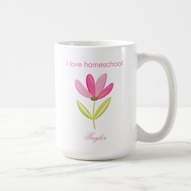 Vacker rosa blommigt vår temat homeschool kaffemugg (Höger)