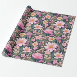 Vacker rosa blommor Inpackningspapper Presentpapper