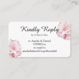 Vacker Rosa Blomning RSVP Tilläggskort