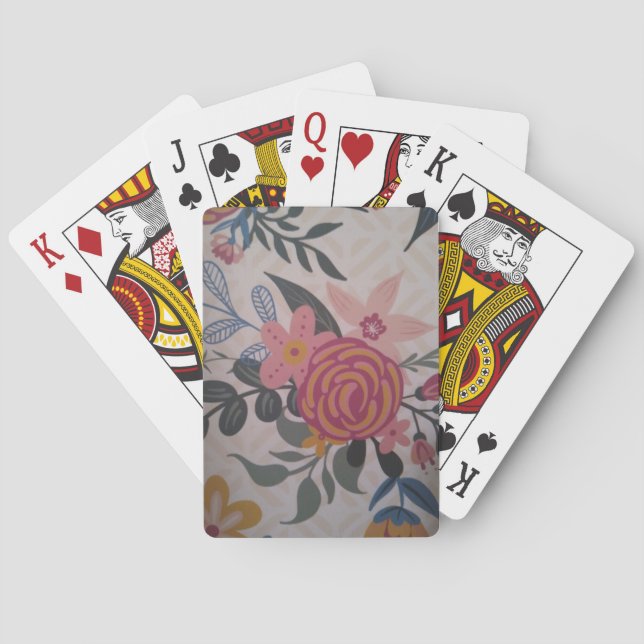Vacker rosa blomster Pokerspelkort uppsättning Casinokort (Baksidan)