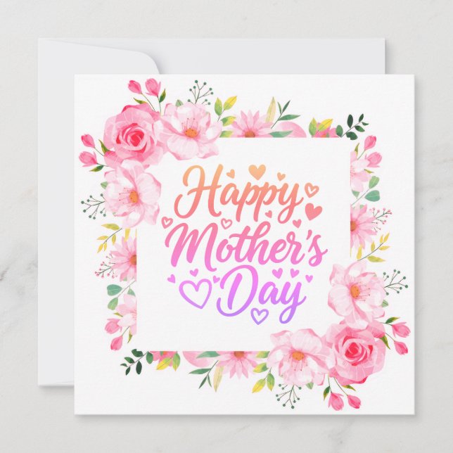 Vacker rosa blomsterlycka Grattis Mamma på Mors Da Kort (Framsida)
