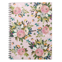 Vacker rosa blomsterträdgårdsanteckningsbok