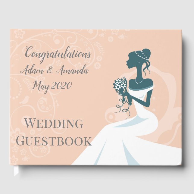Vacker rosa brud bröllop gästböcker (Framsida)