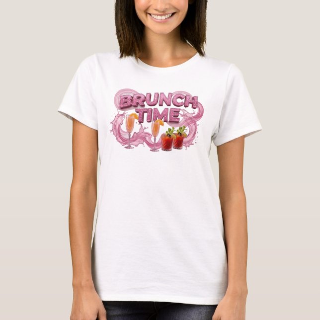 Vacker Rosa BRUNCHTID Shardesign T Shirt (Framsida)