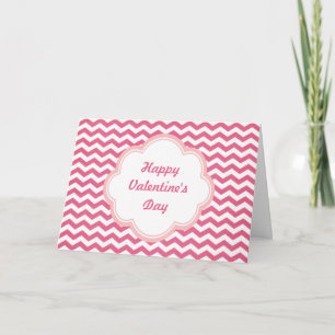 Vacker rosa chevron Alla hjärtans dag-kort Helgkort