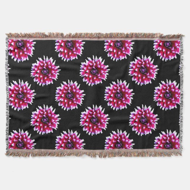 Vacker rosa dahlia blomma natur mönster filt (Framsidan)