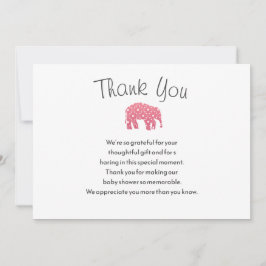 Vacker Rosa Elefant Baby Shower Tack Kort