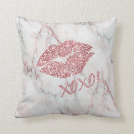 Vacker Rosa Falskt Glitter XOXO Kyss Kudde