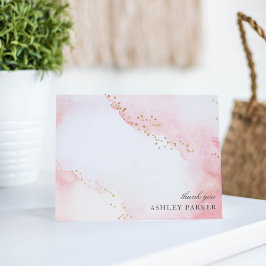 Vacker Rosa + Falskt Guldglitter Tack Kort