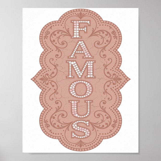 Vacker Rosa FAMOUS Design Poster (Framsidan)