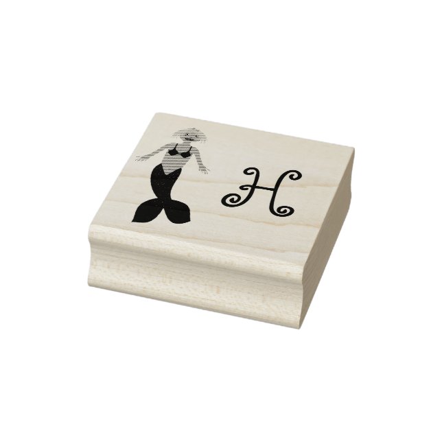 Vacker Rosa Fantasi Självlysande Havfrus Monogram  Stämpel (Stämpel)