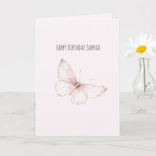 Vacker Rosa Fjäril Födelsedag Kort