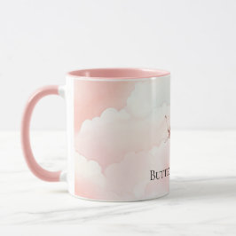 Vacker Rosa Fjäril I Molnen Mugg