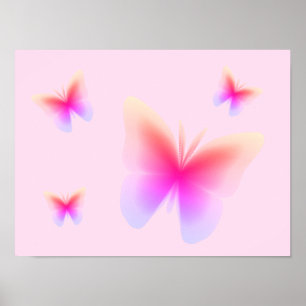 Vacker rosa fjärilstryck på rosa poster