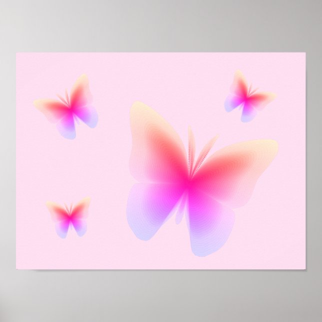 Vacker rosa fjärilstryck på rosa poster (Framsidan)