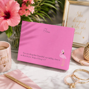 Vacker rosa flamingo bibelvers post-it block